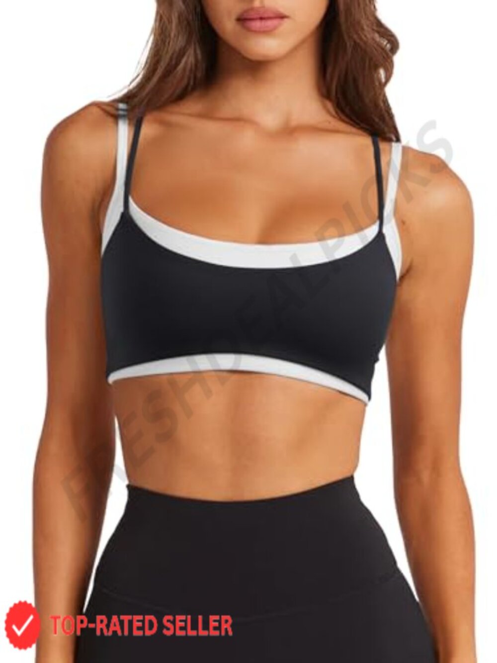 Double Layered Sports Bra Spaghetti Strap Workout Yoga Top